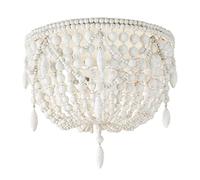 LXYST Retro White Wood Bead Chandelier for Living Bedroom Children's Room Princess Decorative Indoor Lighting (Color Onecolor, Size D48xH40 3 Lights)
