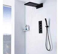 LXYST Room Black Dark Wall-Mounted Horizontal Temperature Rain Shower Set Beautiful Practical