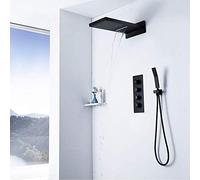 LXYST Room Black Dark Wall-Mounted Horizontal Temperature Set Shower Faucet Beautiful Practical