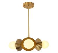 LXYST Round Glass Chandelier with Full Copper Finish Ideal for Bedroom Living Room Study Aisle Shop Wrought Iron Lamp Stylish and Elegant Fixture