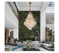 LXYST Round Pendant Light Crystal Chandelier for Staircase Villa Hall Décor Stylish Suspension Elegant Home Interior Illumination
