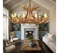 LXYST Rustic Deer Chandelier with Light E12 North American Country Style Pendant Lights for Bedroom Handcrafted Antler