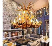 LXYST Rustic Deer Horn with 12 Lights for Dining and Living Room Large Double Layer Resin Antler Chandelier Fixture by Farmhouse