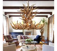 LXYST Rustic Resin Deer Horn Antler Chandelier for Kitchen Living Dining Room Bedroom Cafes 9 Farmhouse Pendant Light