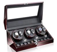 LXYST Self Winding Automatic 6+10 Storages Box Case with Quiet Motor and Wood Shell, ed Or AC Adapter,5 Rotation Modes Bedroom Accessories (A) Watch Winder