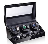 LXYST Self Winding Automatic 6+10 Storages Box Case with Quiet Motor and Wood Shell, ed Or AC Adapter,5 Rotation Modes Bedroom Accessories (F) Watch Winder
