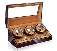 LXYST Self Winding Automatic 6+10 Storages Box Case with Quiet Motor and Wood Shell, ed Or AC Adapter,5 Rotation Modes Bedroom Accessories (F) Watch Winder