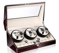 LXYST Self Winding Automatic Storages Box Case with Quiet Motor and Wood Shell ed Or AC Adapter 5 Rotation Modes Bedroom Accessories (G) Watch Winder