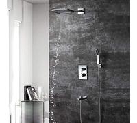LXYST Set In-Wall Concealed Thermostatic Copper Four-Function 250 Two-Function Waterfall Top Spray Bathroom Shower Water Supply