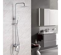 LXYST Set Square Copper Concealed Stainless Steel Top Spray Belt Under The Head Shower Faucet Water Supply