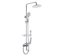 LXYST Silver System, Rainfall Wall Mounted with Round Head Tap Top Outlet Jets, Adjustable Height Brass Shower Mixer Set for Bathroom Bedroom