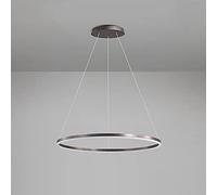 LXYST Single Ring Pendant Light Nordic Circle Adjustable Hanging Lamps for Living Room Kitchen Island Dining Table,Brown, Natural White-40CM 25W