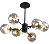 LXYST Sputnik Branch Cluster Bubble Chandelier Black LED Ceiling Smoke Gray Amber Glass Farmhouse Industrial Pendant Light for Kitchen Dining Living Room Restaurant (