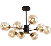 LXYST Sputnik Branch Cluster Bubble Chandelier Black LED Ceiling Smoke Gray Amber Glass Farmhouse Industrial Pendant Light for Kitchen Dining Living Room Restaurant (