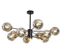LXYST Sputnik Branch Cluster Bubble Chandelier Black LED Ceiling Smoke Gray Amber Glass Farmhouse Industrial Pendant Light for Kitchen Dining Living Room Restaurant (