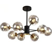 LXYST Sputnik Branch Cluster Bubble Chandelier Black LED Ceiling Smoke Gray Amber Glass Farmhouse Industrial Pendant Light for Kitchen Dining Living Room Restaurant (