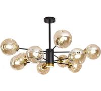 LXYST Sputnik Branch Cluster Bubble Chandelier Black LED Ceiling Smoke Gray Amber Glass Farmhouse Industrial Pendant Light for Kitchen Dining Living Room Restaurant (