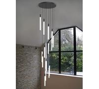 LXYST Staircase Chandeliers Lighting for The Living Room Will Ceiling Fixture Glass Hanging Lamp Pendant (Neutral Light Black,3 Heads)
