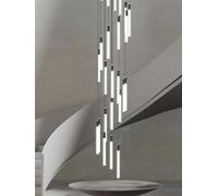 LXYST Staircase Chandeliers Lighting for The Living Room Will Ceiling Fixture Glass Hanging Lamp Pendant (White Light Black,18 Heads)