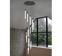 LXYST Staircase Chandeliers Lighting for The Living Room Will Ceiling Fixture Glass Hanging Lamp Pendant (Warm Light Black,9 Heads)