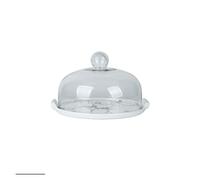 LXYST Stand Glass Ceramic Tray Dust Cover Plate Decoration Ornament Dessert Display Table Cake Holder (Color A, Size : M)