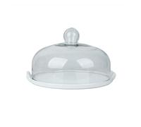 LXYST Stand Glass Ceramic Tray Dust Cover Plate Decoration Ornament Dessert Display Table Cake Holder (Color B, Size : L)