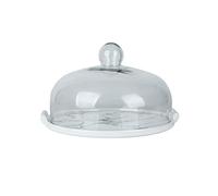 LXYST Stand Glass Ceramic Tray Dust Cover Plate Decoration Ornament Dessert Display Table Cake Holder (Color A, Size : L)