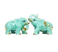 LXYST Statue Pair of Elephant Sculptures Lucky Feng Shui Ornaments Exquisite Resin Handicrafts Indoor Table Decorations Buddha Decoration (Color : Brass)