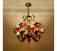 LXYST Style Chandelier with Victorian Stained Glass Ceiling Pendant for Living Room, Bedroom & Dining Room - 5 Lights