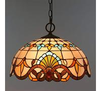 LXYST Style Hanging Lamp Stained Glass Retro Ceiling Light for Dinner Living Room Bedroom,D,E