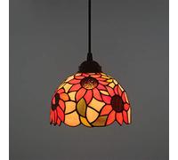 LXYST Style Pendant Lights Sun Flower Stained Glass Ceiling Lamp Lighting for Living Dining Room Kitchen,G,C