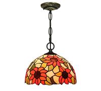 LXYST Style Pendant Lights Sun Flower Stained Glass Ceiling Lamp Lighting for Living Dining Room Kitchen,A,A