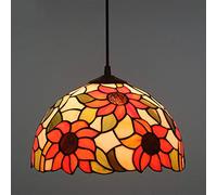 LXYST Style Pendant Lights Sun Flower Stained Glass Ceiling Lamp Lighting for Living Dining Room Kitchen,A,F