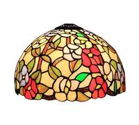 LXYST Style Stained Glass Lampshades Replacement, Only 12 Inch Wide Handmade Pastoral Floral Shade Fit for Table Lamp Pendant Light Ceiling Lamps,Yellow,Beige