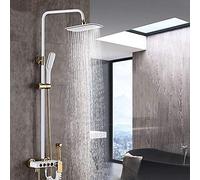LXYST Supercharged Top White Copper Faucet with Spray Set Lift Shower System Four Gears Beautiful Practical