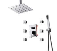 LXYST Systems Inch Head with Body Sprays & Hand 3-Function Rain Mixer Shower Set Chrome,C