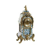 LXYST Table High-End Luxury Ceramics with Copper Decorative Blue and White Porcelain Crafts Ornaments Desk Clock