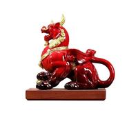 LXYST Table Statue Deluxe Red Ceramic Ornaments Attract Wealth to Improve Feng Shui Handicrafts Home Living Room Decorations Buddha Decoration (Size : Right)