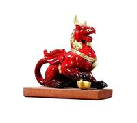 LXYST Table Statue Deluxe Red Ceramic Ornaments Attract Wealth to Improve Feng Shui Handicrafts Home Living Room Decorations Buddha Decoration (Size : Left)