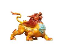 LXYST Table Statue Feng Shui Decorations Vintage Beast Decorative Ornaments Copper Crafts with Wooden Base Buddha Decoration (Color Left, Size : M)