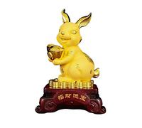 LXYST Table Statue Golden Yuanbao Coin Sculpture Rabbit Desktop Office Study Feng Shui Ornaments Buddha Decoration (Size : L)