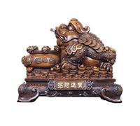LXYST Table Statue Lucky Feng Shui Ornaments Toad and Cornucopia Sculpture Resin Crafts Interior Attracts Wealth Buddha Decoration (Color : Brass)