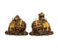 LXYST Table Statue Pair of Copper Desktop Ornaments Fortune Feng Shui Crafts Home Office Buddha Decoration (Size : L)