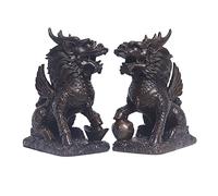 LXYST Table Statue Pair of Kylin Ornaments Copper Feng Shui Sculptures Bring Good Luck and Wealth Interior Buddha Decoration (Color 1)