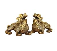 LXYST Table Statue Pair of Pure Copper Ornaments Office Living Room Study Attract Wealth Decorations to Improve Feng Shui Buddha Decoration (Size : M)