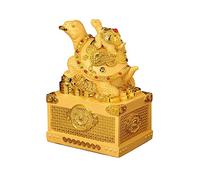 LXYST Table Statue Resin Tortoise Fortune Attracting Ornaments Feng Shui Sculpture Money Pot Gift Collection Buddha Decoration