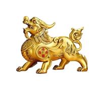 LXYST Table Statue Retro Luxury Copper Ancient Beasts of Fortune Feng Shui Ornaments Living Room Entrance Desktop Decorations Buddha Decoration (Color Right, Size : M)
