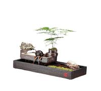 LXYST Tabletop Fountains Ceramic Aquarium with Fish and Money Frog Sculpture Feng Shui Desk Ornament for Home or Office Fountain Decoration, -1998