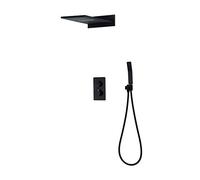 LXYST Thermostatic Black Brass Rain Set Bathroom with High Pressure Waterfall Rainfall and Handheld Luxury Shower Set,C