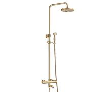 LXYST Thermostatic Faucet Brushed Gold, Bathroom Rainfall Head, RotatableTub Spout, Dual Handles Mixer Tap Shower Set